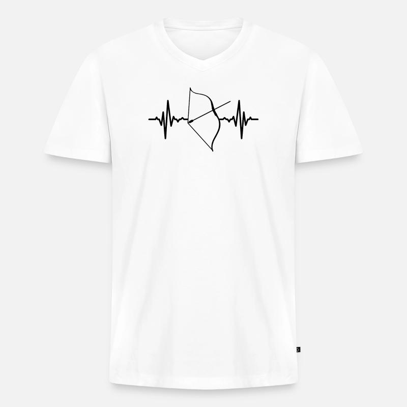 Kompositbogen Herzlinie - Männer Premium Bio T-Shirt mit V-Ausschnitt - Weiß