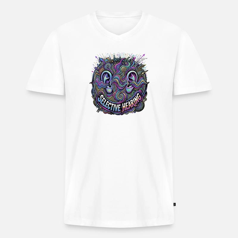 Selective Hearing - Männer Premium Bio T-Shirt mit V-Ausschnitt - Weiß