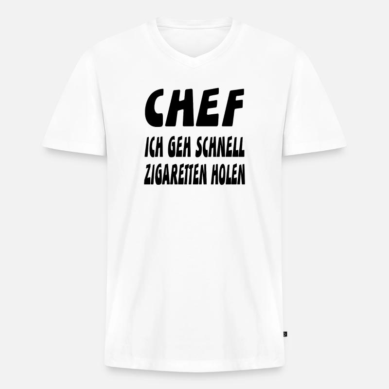 Chef - Männer Premium Bio T-Shirt mit V-Ausschnitt - Weiß