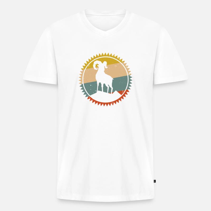Desert Sunset Kamel Emblem - Männer Premium Bio T-Shirt mit V-Ausschnitt - Weiß