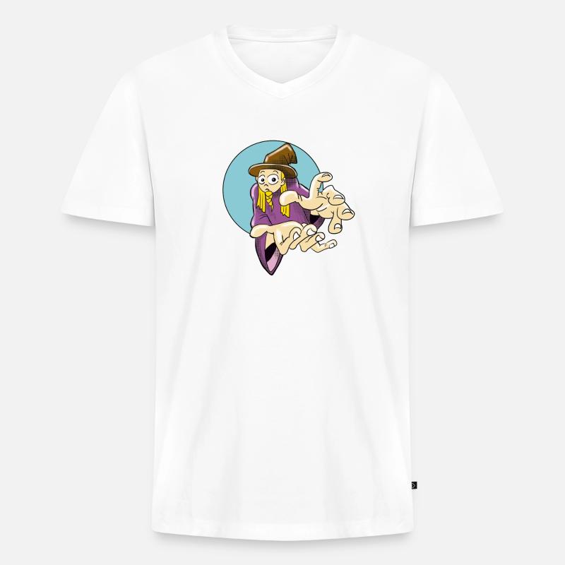 Fordernder Zauberer Illustration - Männer Premium Bio T-Shirt mit V-Ausschnitt - Weiß