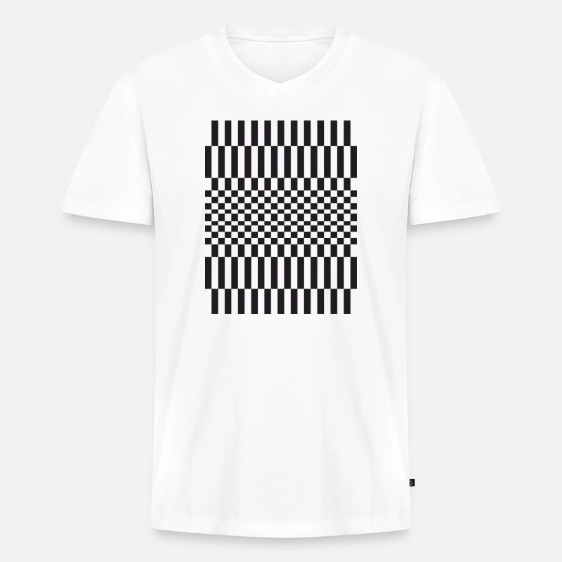 Geometric chessboard Grid Pattern - Men's Premium Organic T-shirt with V-neck - white