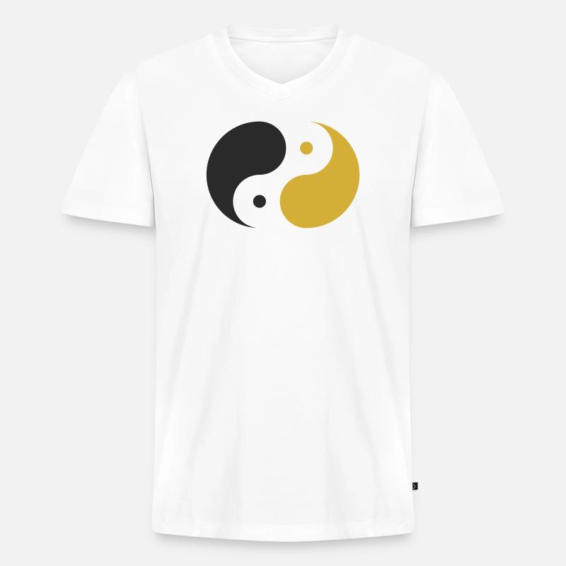 Yin & Yang - Männer Premium Bio T-Shirt mit V-Ausschnitt - Weiß