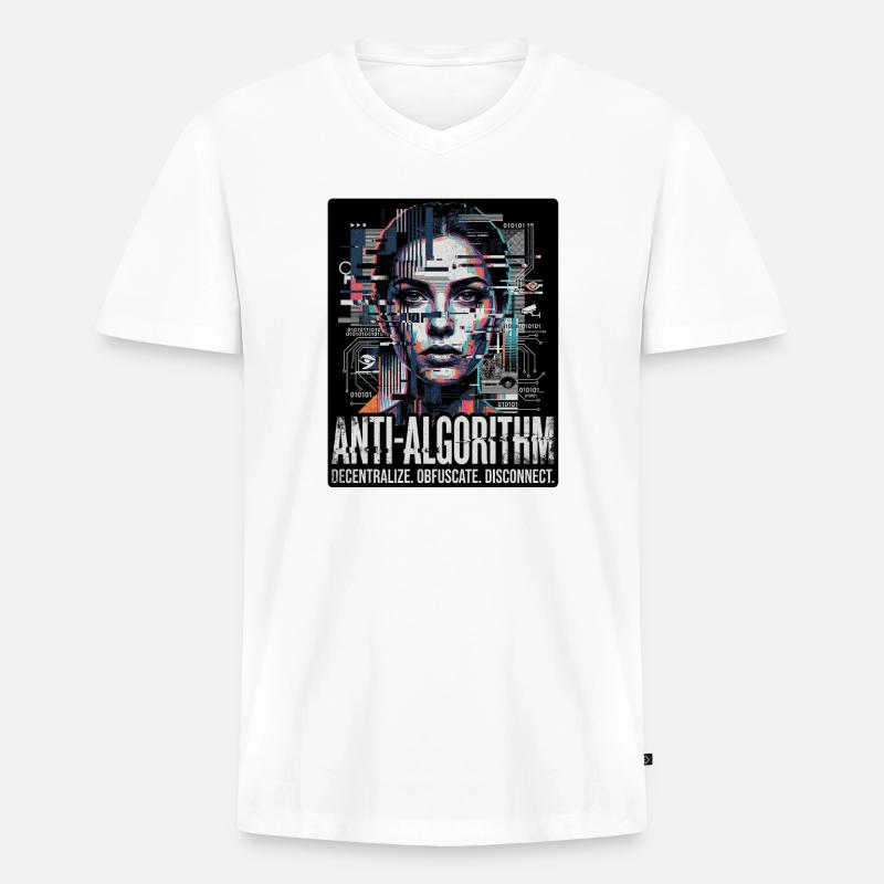 Anti Algorithm - Männer Premium Bio T-Shirt mit V-Ausschnitt - Weiß
