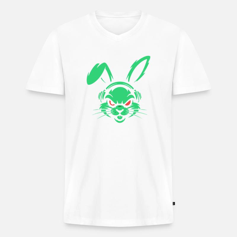 Neon Beats - Männer Premium Bio T-Shirt mit V-Ausschnitt - Weiß