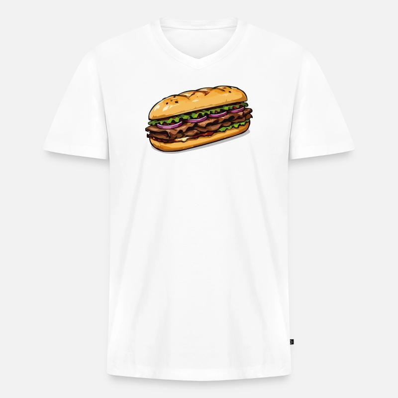 Sandwich Illustration - Männer Premium Bio T-Shirt mit V-Ausschnitt - Weiß