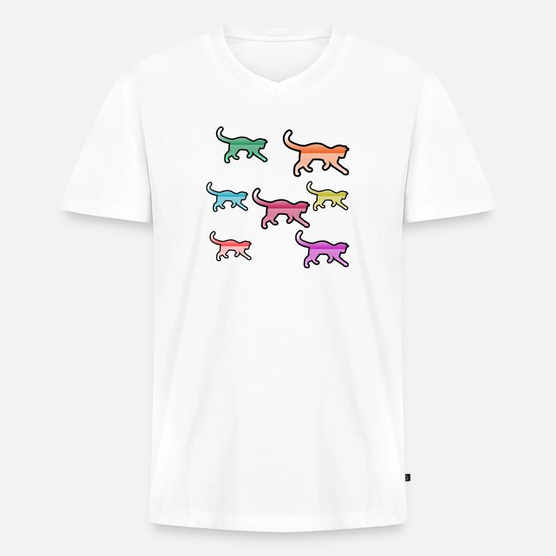 Katzen - Männer Premium Bio T-Shirt mit V-Ausschnitt - Weiß
