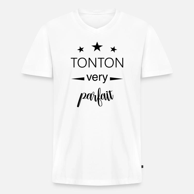 Perfekter Onkel / Onkel Geschenk - Männer Premium Bio T-Shirt mit V-Ausschnitt - Weiß