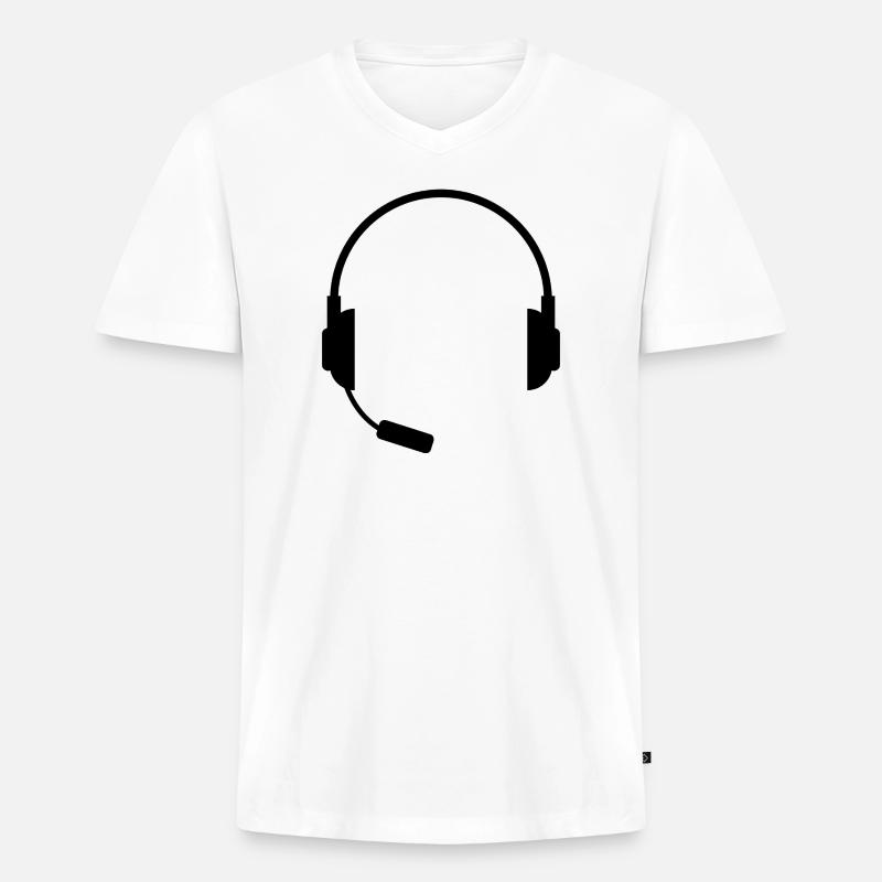 Headset mit Mikrofon - Männer Premium Bio T-Shirt mit V-Ausschnitt - Weiß