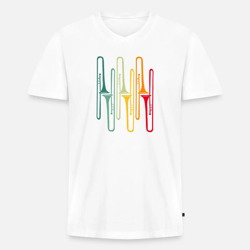 Lebendige Blechbläserparade - Männer Premium Bio T-Shirt mit V-Ausschnitt - Weiß