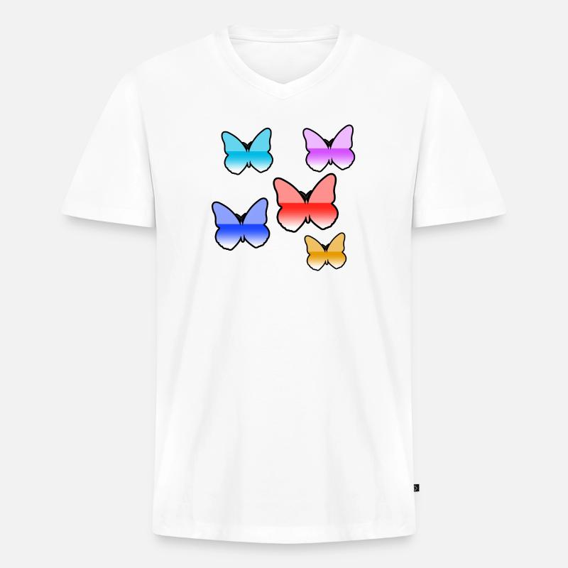 Schmetterlinge - Männer Premium Bio T-Shirt mit V-Ausschnitt - Weiß