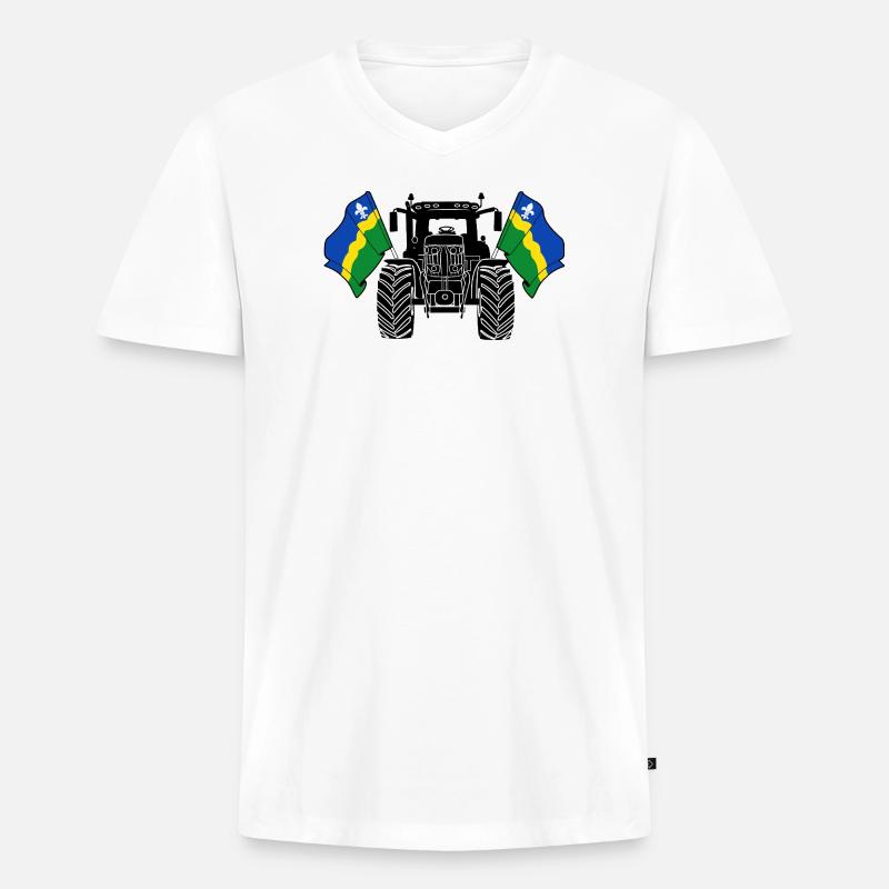 Flevoland_Tractor_Pride - Männer Premium Bio T-Shirt mit V-Ausschnitt - Weiß