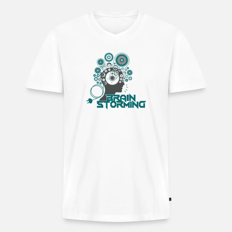 Brainstorming Head – Büro & Office Ideen - Männer Premium Bio T-Shirt mit V-Ausschnitt - Weiß