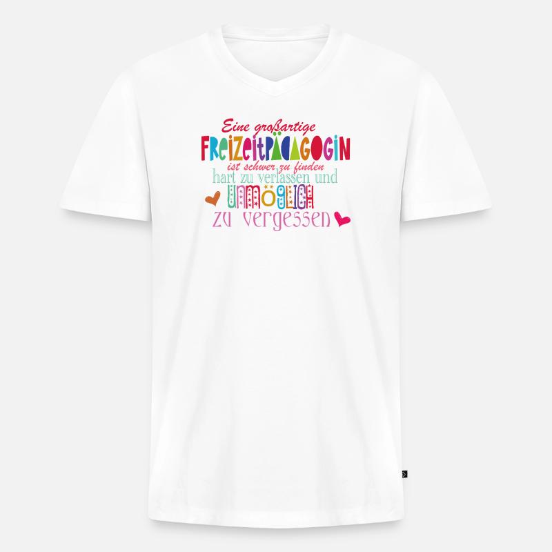 Freizeitpädagogin - Männer Premium Bio T-Shirt mit V-Ausschnitt - Weiß