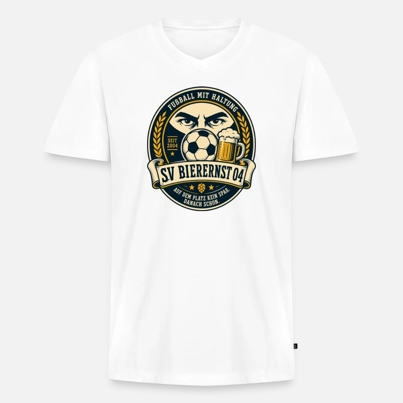 SV Bierernst 04 - Männer Premium Bio T-Shirt mit V-Ausschnitt - Weiß