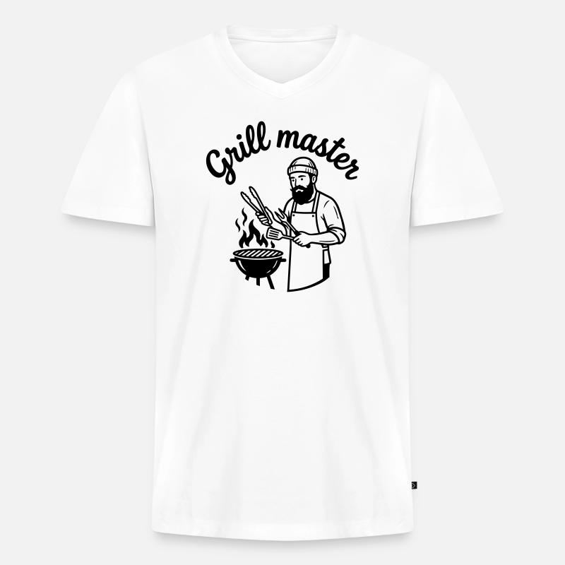 grillen - Männer Premium Bio T-Shirt mit V-Ausschnitt - Weiß