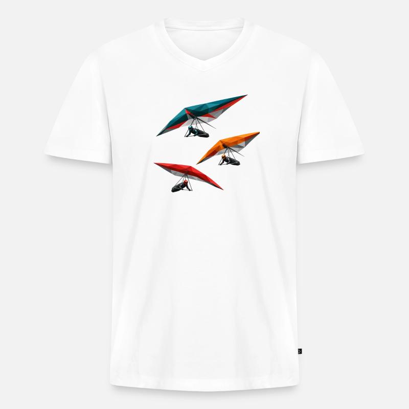 Polygon Hang Gliders Trio - Männer Premium Bio T-Shirt mit V-Ausschnitt - Weiß