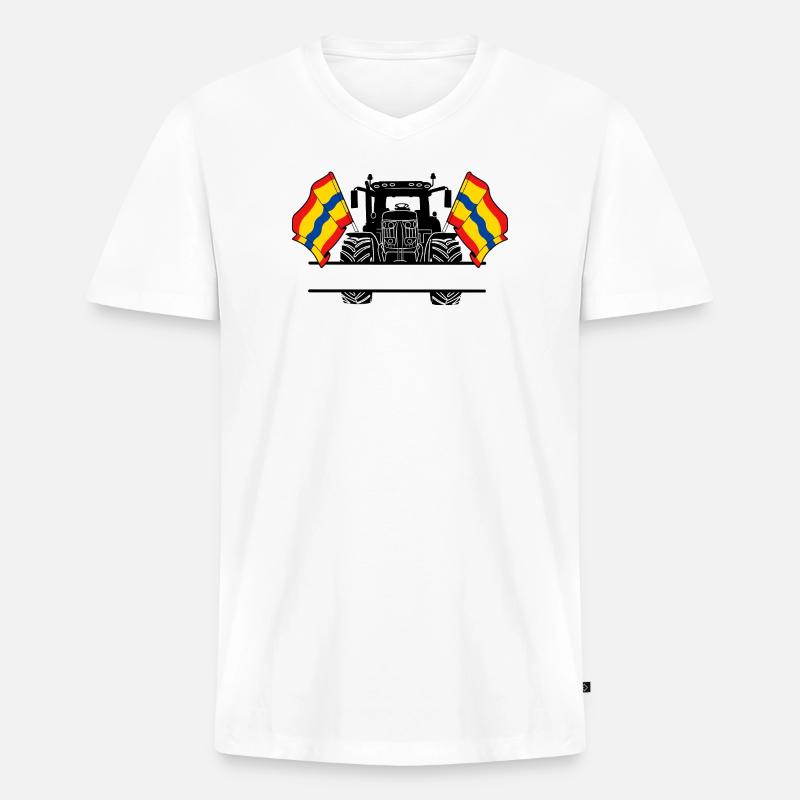 Overijssel_Tractor_Custom_Edition - Männer Premium Bio T-Shirt mit V-Ausschnitt - Weiß