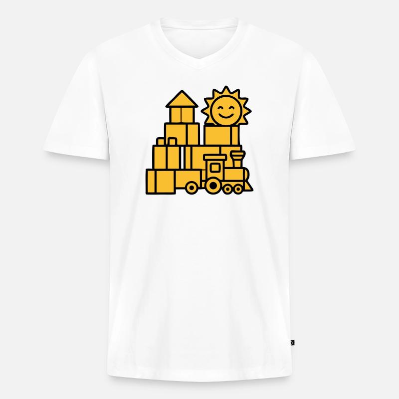 Bauklötze Eisenbahn Spielzeug - Männer Premium Bio T-Shirt mit V-Ausschnitt - Weiß