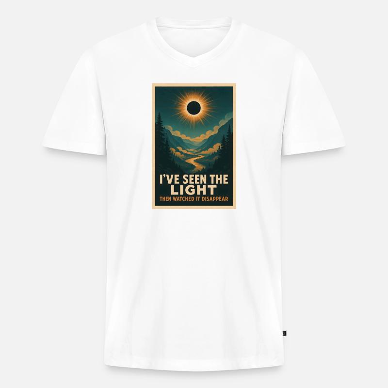 Licht verschwindet | Eclipse - Männer Premium Bio T-Shirt mit V-Ausschnitt - Weiß