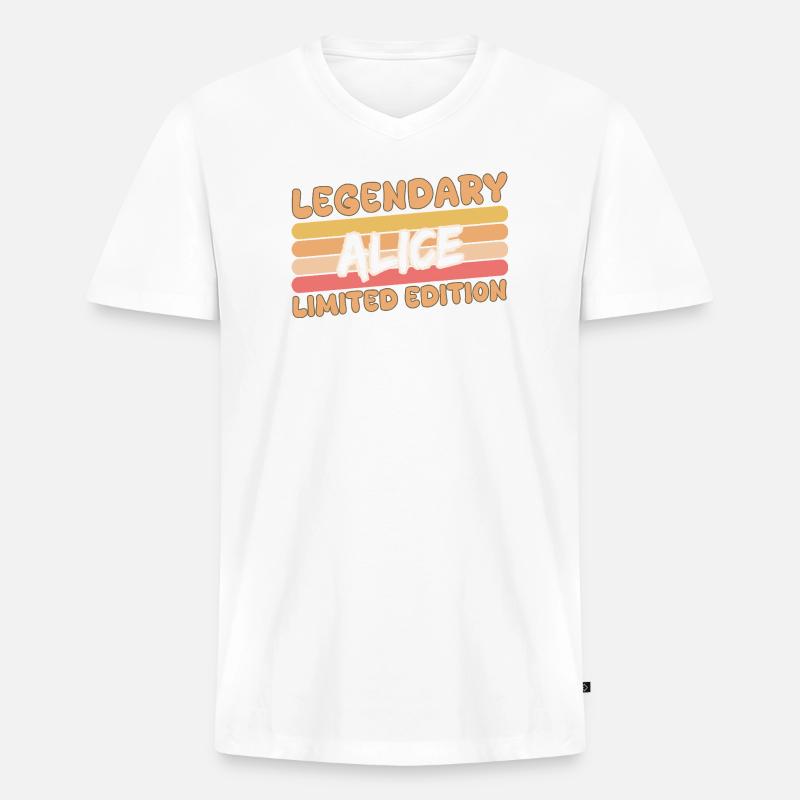 Alice - Männer Premium Bio T-Shirt mit V-Ausschnitt - Weiß