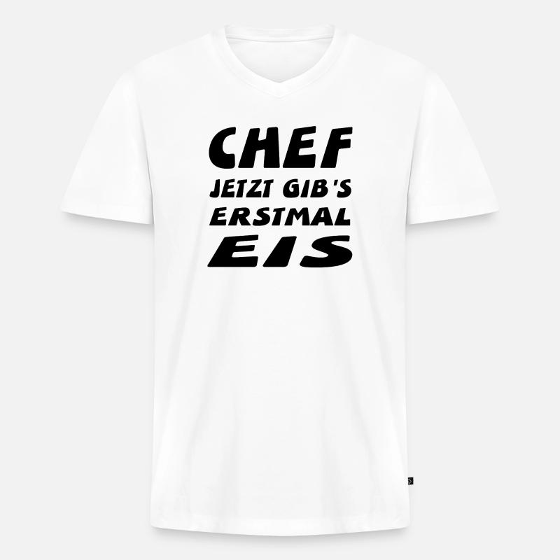 Chef - Männer Premium Bio T-Shirt mit V-Ausschnitt - Weiß