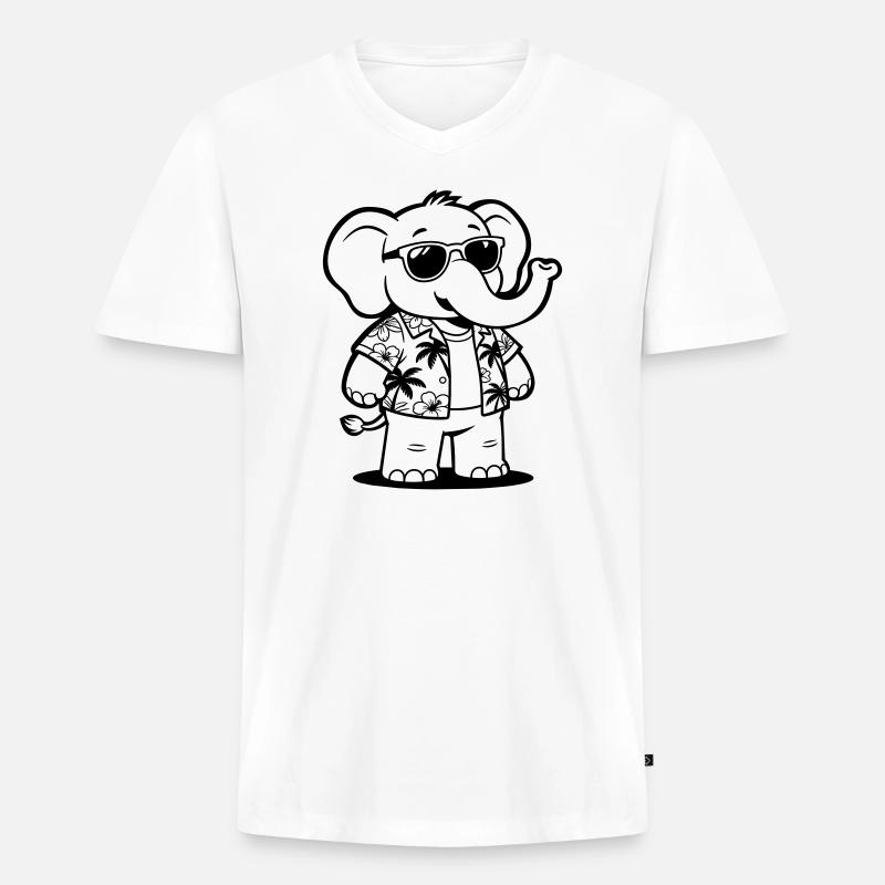 Elefantenurlaub - Männer Premium Bio T-Shirt mit V-Ausschnitt - Weiß