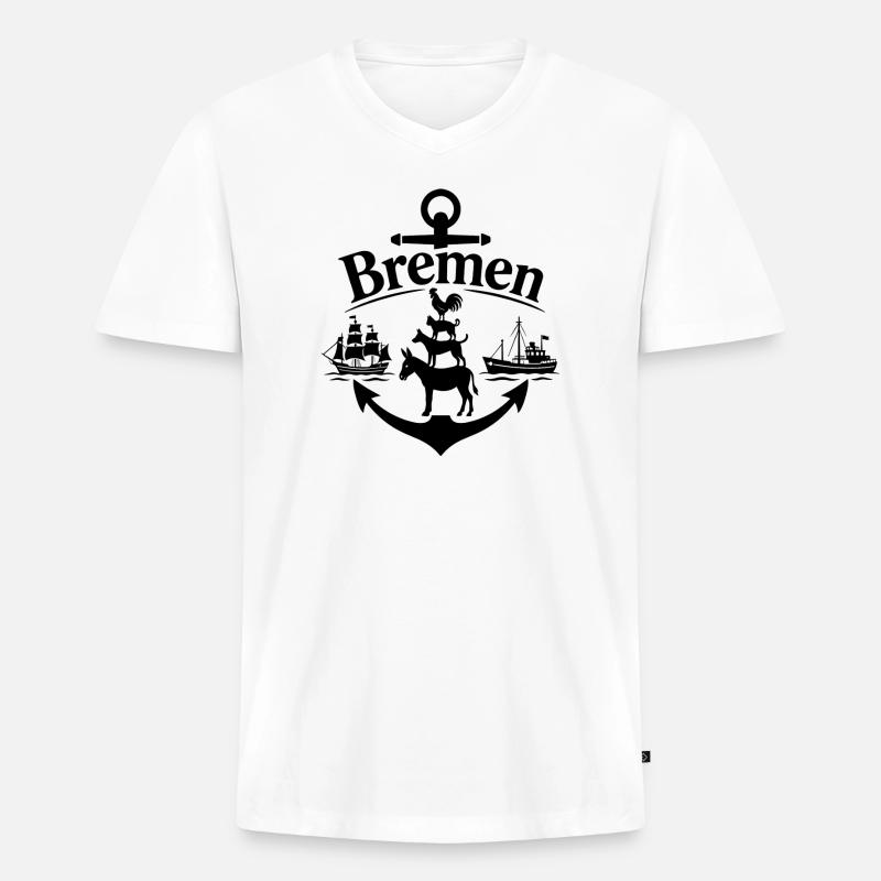 Bremen - Männer Premium Bio T-Shirt mit V-Ausschnitt - Weiß