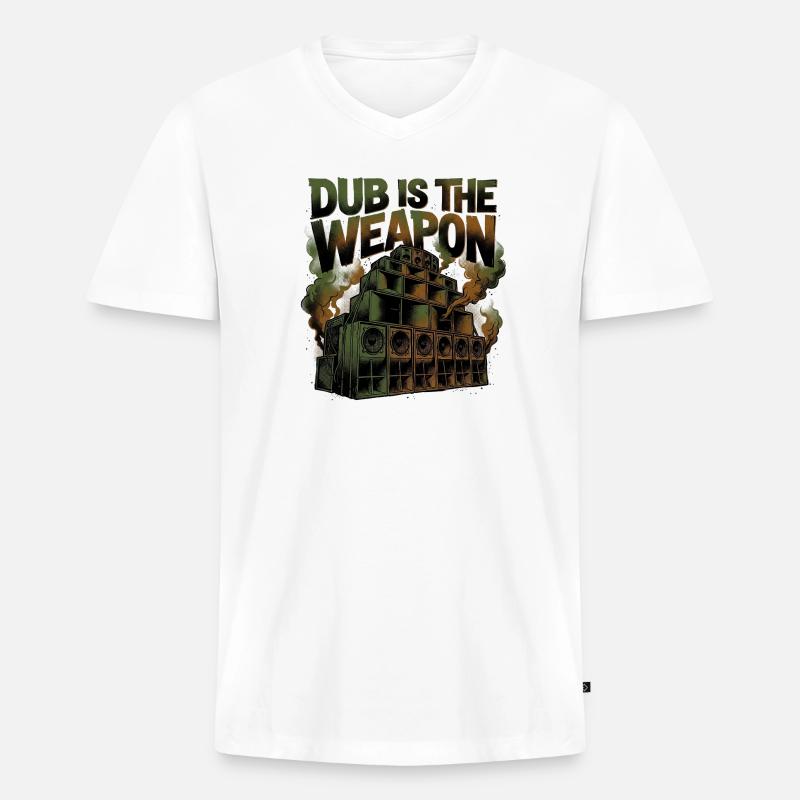 Reggae Dub Is The Weapon - Männer Premium Bio T-Shirt mit V-Ausschnitt - Weiß