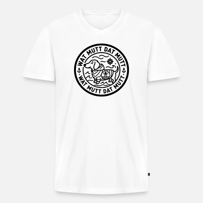 wat mutt dat mutt dachshund - Men's Premium Organic T-shirt with V-neck - white