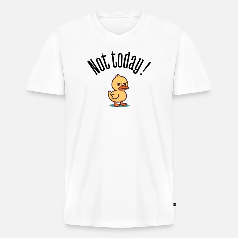 Nicht heute! Grumpy Duck Attitüde-T-Shirt - Männer Premium Bio T-Shirt mit V-Ausschnitt - Weiß