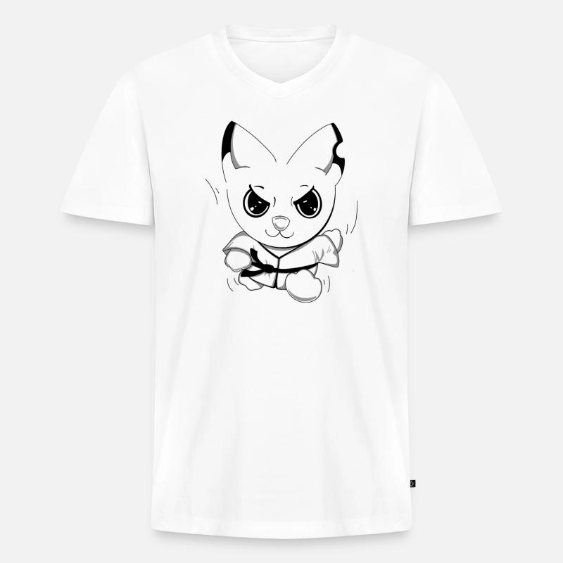 Karateeee - Männer Premium Bio T-Shirt mit V-Ausschnitt - Weiß