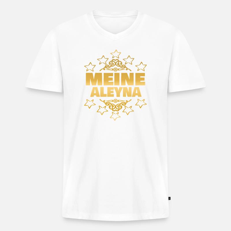 Ehefrau Aleyna - Männer Premium Bio T-Shirt mit V-Ausschnitt - Weiß