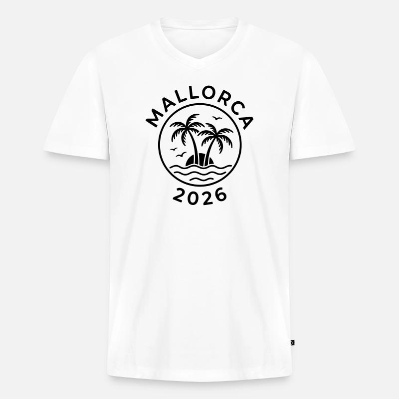 Mallorca 2026 - Männer Premium Bio T-Shirt mit V-Ausschnitt - Weiß