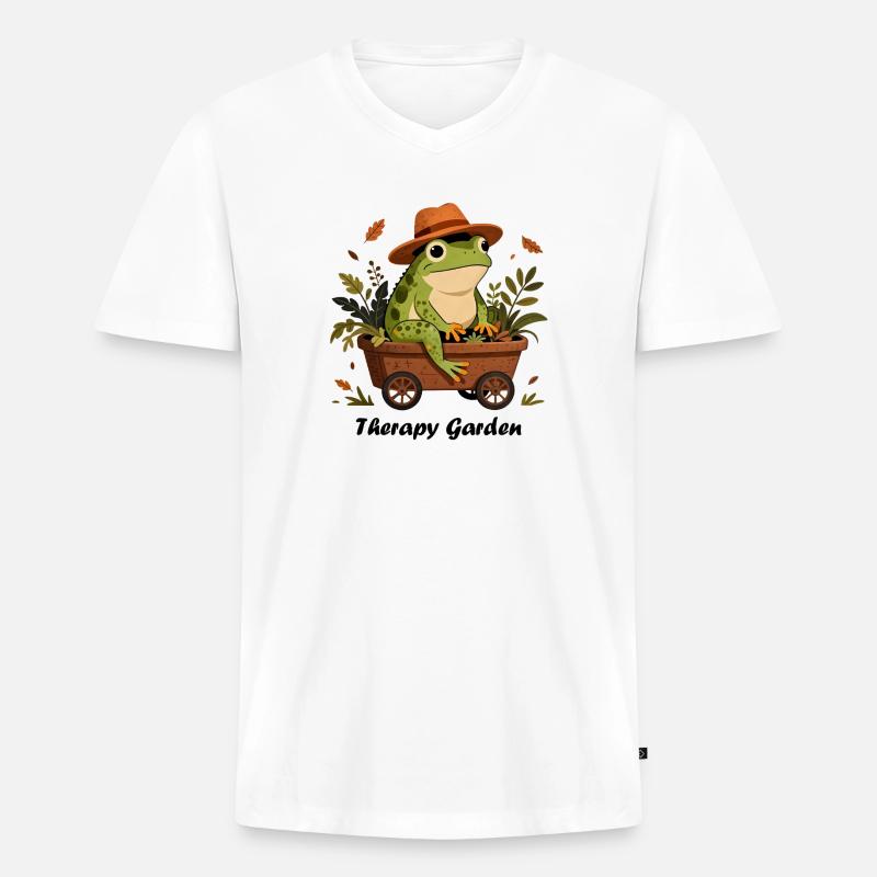 Froschgärtner, Therapiegarten - Männer Premium Bio T-Shirt mit V-Ausschnitt - Weiß