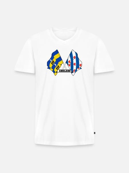 Ameland Friesland Pride – Crossed Flags - Men's Premium Organic T-shirt with V-neck - white