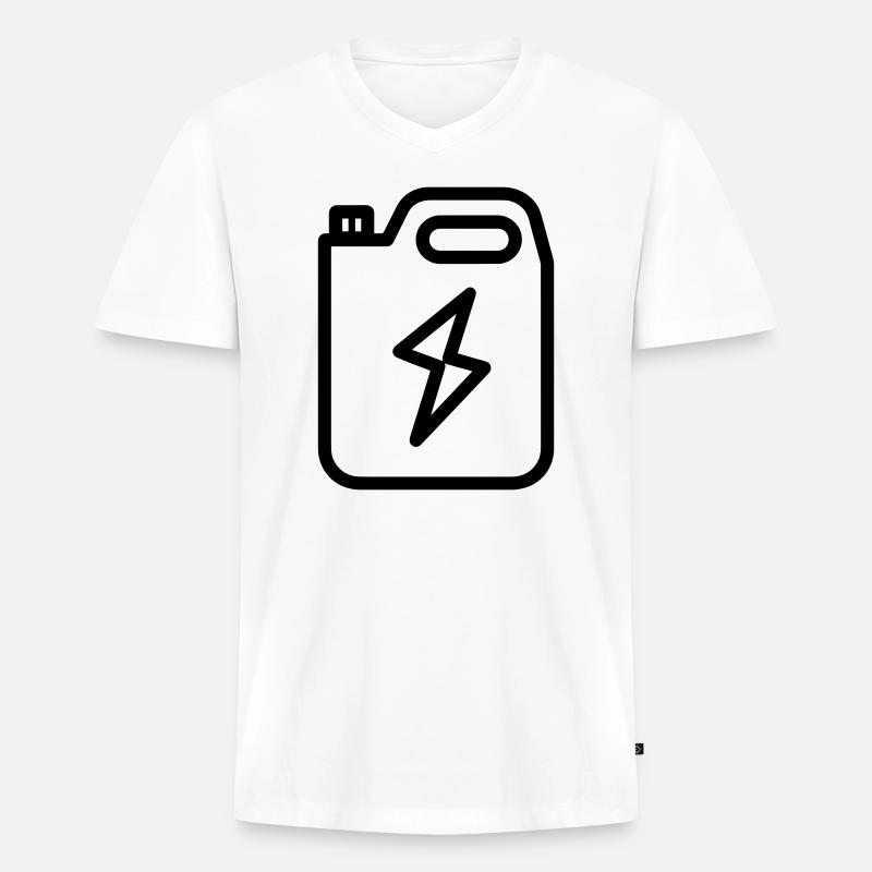 Brennstoff - Männer Premium Bio T-Shirt mit V-Ausschnitt - Weiß