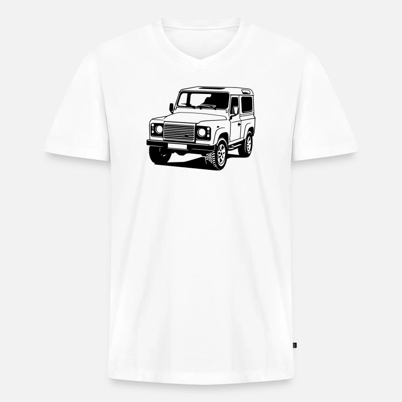Defender - Männer Premium Bio T-Shirt mit V-Ausschnitt - Weiß