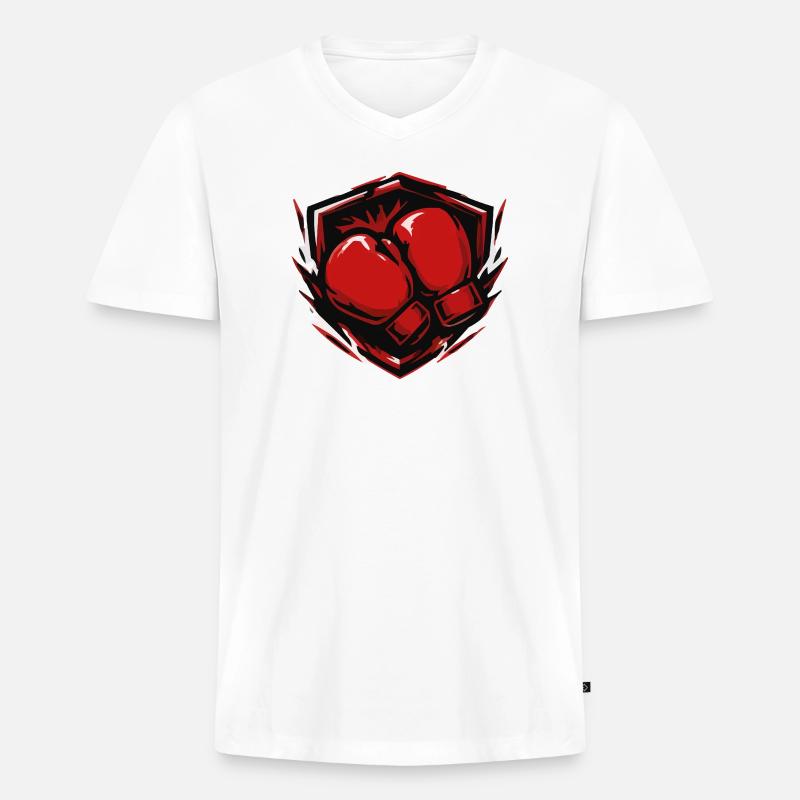 Boxen Boxhandschuhe Schild - Männer Premium Bio T-Shirt mit V-Ausschnitt - Weiß