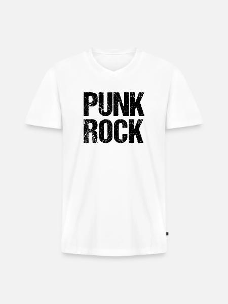 Distressed Punk Rock Logo-Design - Männer Premium Bio T-Shirt mit V-Ausschnitt - Weiß