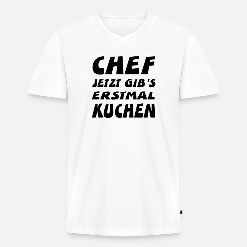 Chef - Männer Premium Bio T-Shirt mit V-Ausschnitt - Weiß