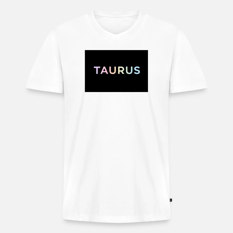 Taurus-Gradiententypografie - Männer Premium Bio T-Shirt mit V-Ausschnitt - Weiß