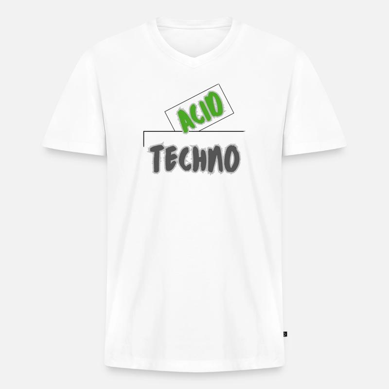 Acid Techno - Männer Premium Bio T-Shirt mit V-Ausschnitt - Weiß