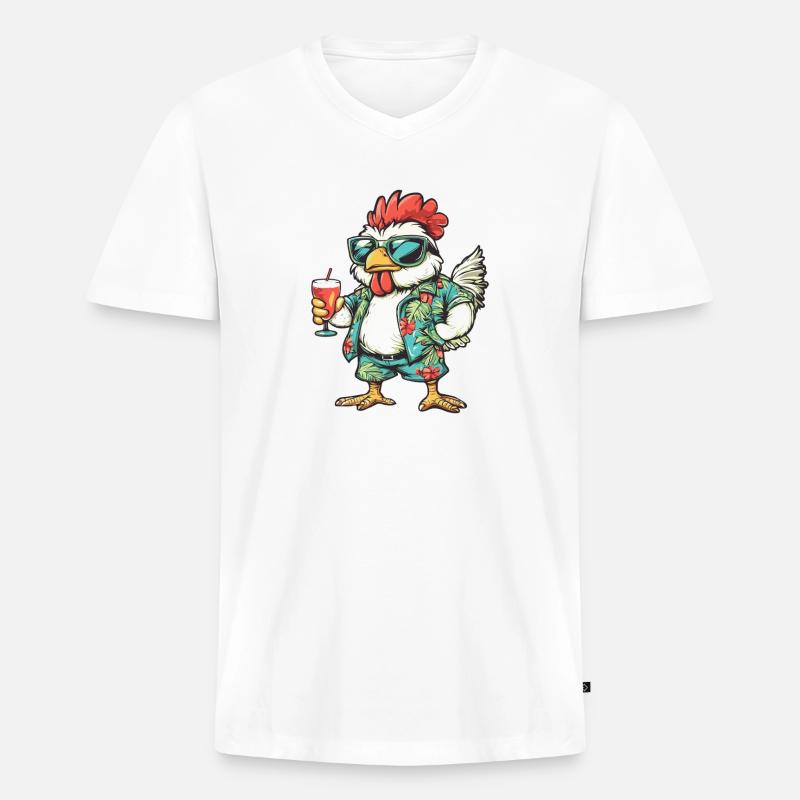 Igel Comic Sommer - Männer Premium Bio T-Shirt mit V-Ausschnitt - Weiß