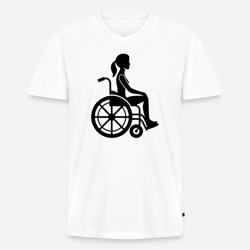 Frau im Rollstuhl - Männer Premium Bio T-Shirt mit V-Ausschnitt - Weiß