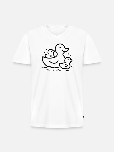 Duck Family - Men's Premium Organic T-shirt with V-neck - white