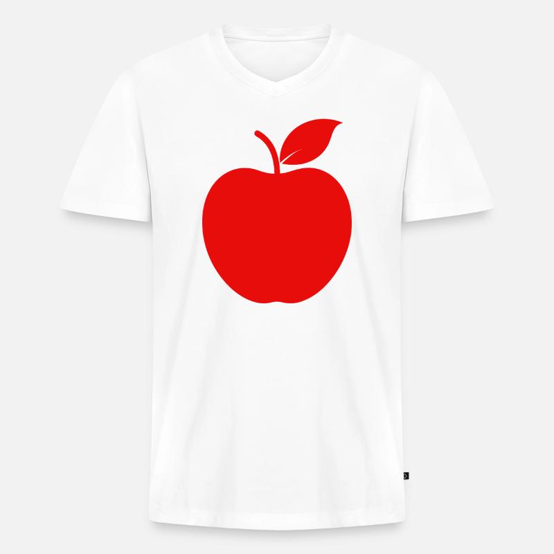 Apfel - Männer Premium Bio T-Shirt mit V-Ausschnitt - Weiß