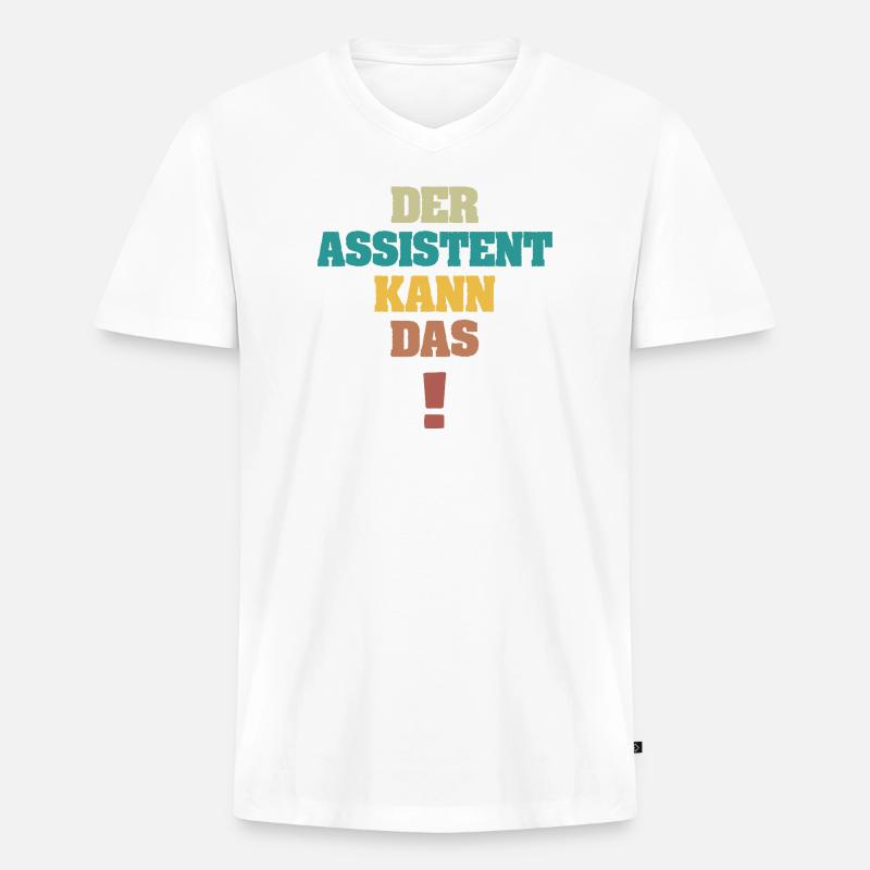 Assistent als Spruch - Männer Premium Bio T-Shirt mit V-Ausschnitt - Weiß