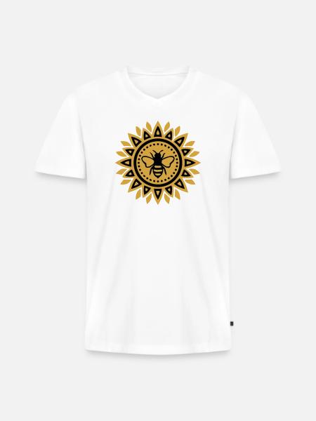 Mandala Bee Boho Yoga Beekeeping Bees - Men's Premium Organic T-shirt with V-neck - white
