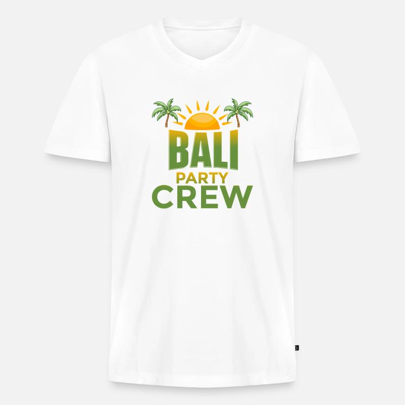 Bali Party Crew - Männer Premium Bio T-Shirt mit V-Ausschnitt - Weiß